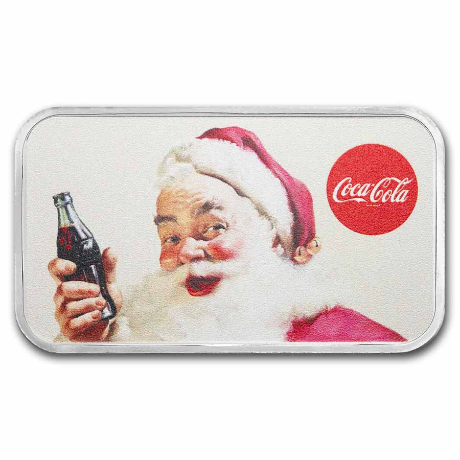 Coca-Cola® 1 oz Silver Santa Colorized Bar | eBay